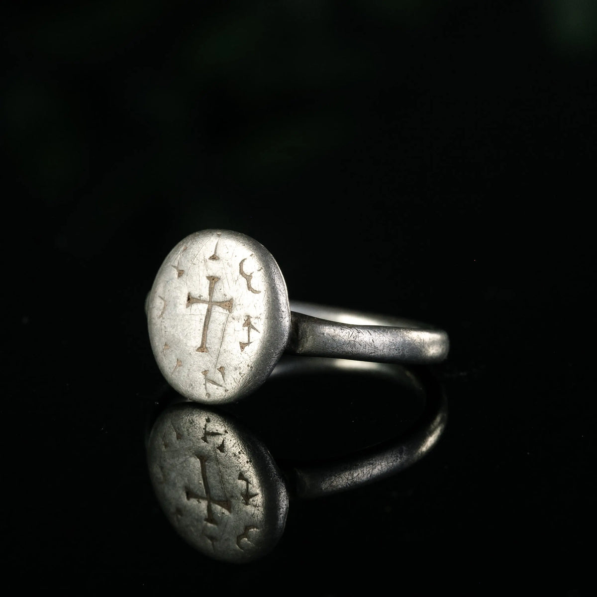 Medieval Silver Seal Ring 'Konrad' (12th-14th c. AD) EU 65/US 11