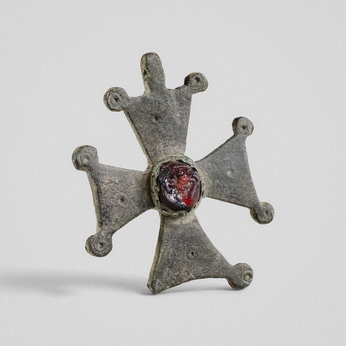 Medieval Bronze Cross Pendant - 'Gemmata' (10th–13th c. CE)