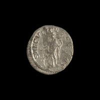 Reverse of Roman silver denarius of Julia Mamaea, showing Felicitas, legend SAECVLI FELICITAS.