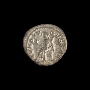 Reverse of Roman silver denarius of Julia Mamaea, showing Juno, legend IVNO AVGVSTAE.