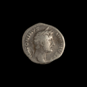 Obverse of Roman silver denarius of Antoninus Pius, legend ANTONINVS AVG PIVS P P, radiate or laureate bust right.