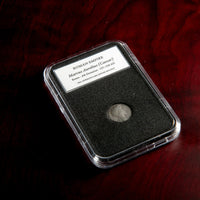 Roman silver denarius of Marcus Aurelius (Caesar) in protective slab with catalog label.