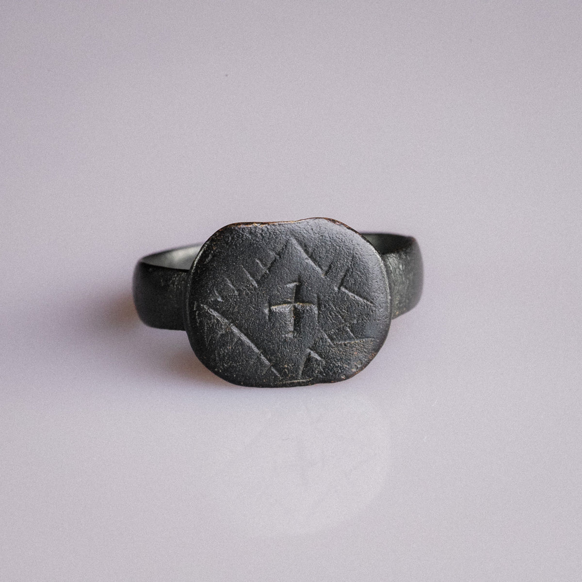 Medieval Bronze Signet Ring with Latin Cross Device – 'Vigil' (11th–15th century AD) — view 2