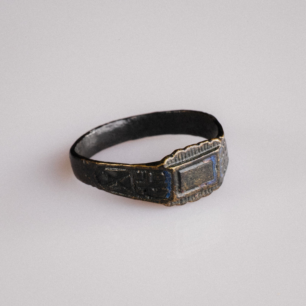 Post Medieval Devotional Ring with Enamelled Cross – 'Peregrinus' (17th–18th century AD) — detail view