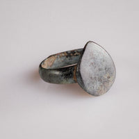 Medieval Bronze Signet Ring with Shield Bezel – 'Scutum' (12th–14th century AD) — detail view