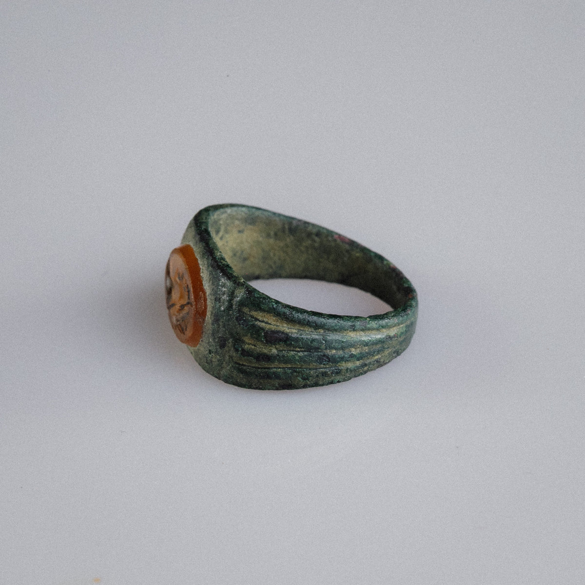 Roman Bronze Ring with Carnelian Intaglio Bust – 'Faustina' (2nd–3rd century AD) — view 5