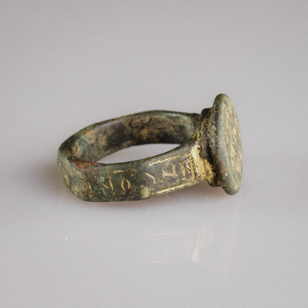 Early Byzantine Gilded Bronze Ring with Greek Inscription – 'Stephanos' (5th–7th c. AD) — view 3