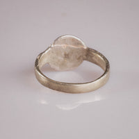 Three-quarter view of Lysenne medieval silver ring highlighting cast one-piece construction