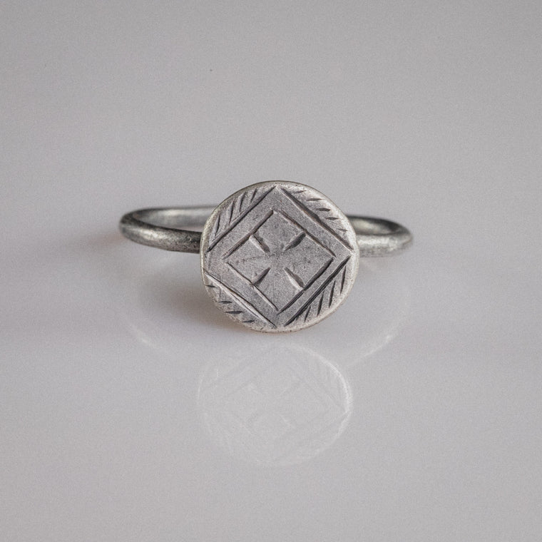 Byzantine Silver Ring - 'Crucia' (7th–11th c. CE) EU 65 / US 11.25