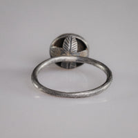 Rear view of Byzantine silver ring Crucia showing engraved underside supports