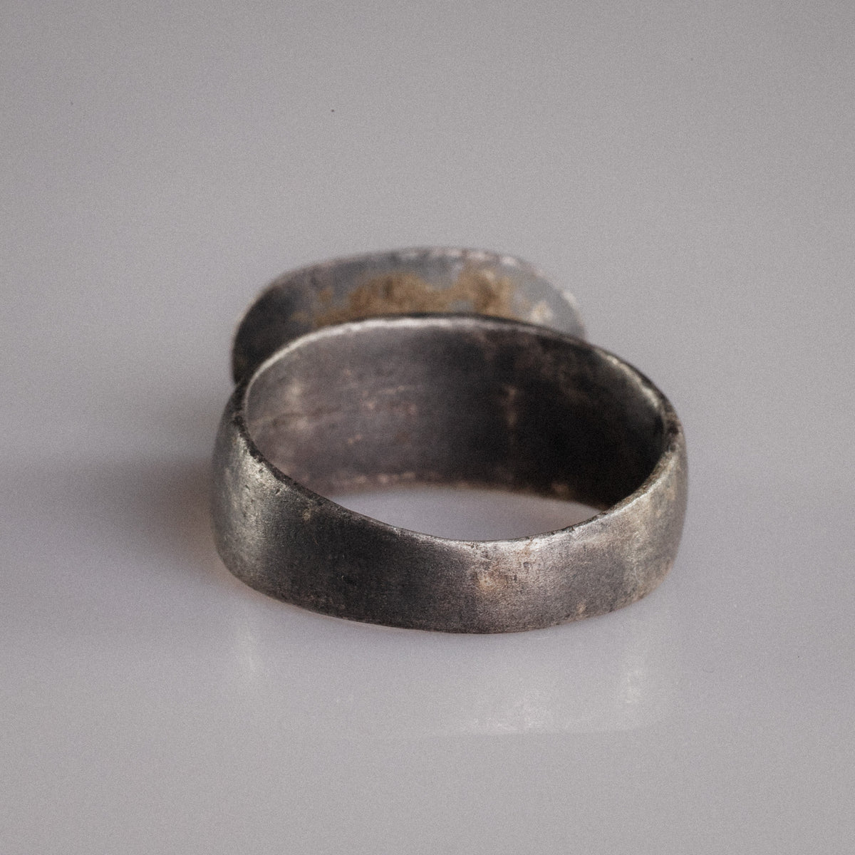 Byzantine silver ring Anna interior hoop view with natural sulfide patina