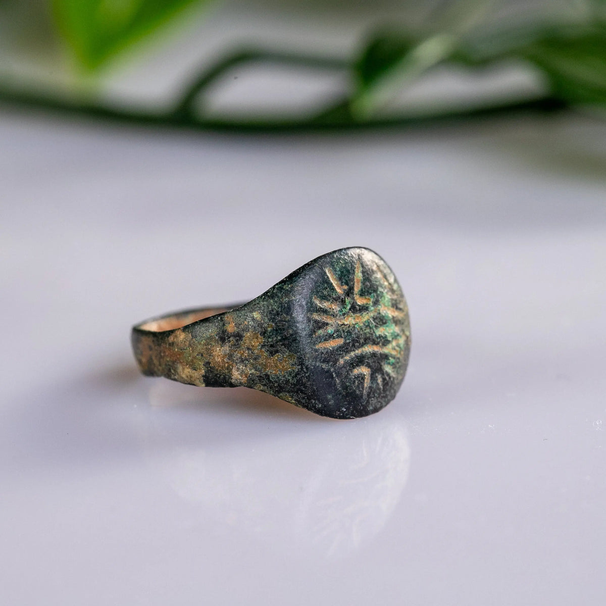 Medieval Bronze Signet Ring 'Florinus' (13th-15th c. AD) EU 50/US 5.25