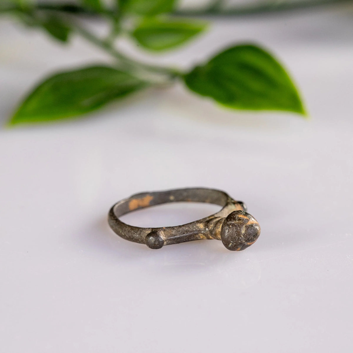 Medieval Bronze Ring with Knobbed Shoulders – “Godric” (9th–14th c. AD) – EU 50 / US 5.25 Aurora Antiqua