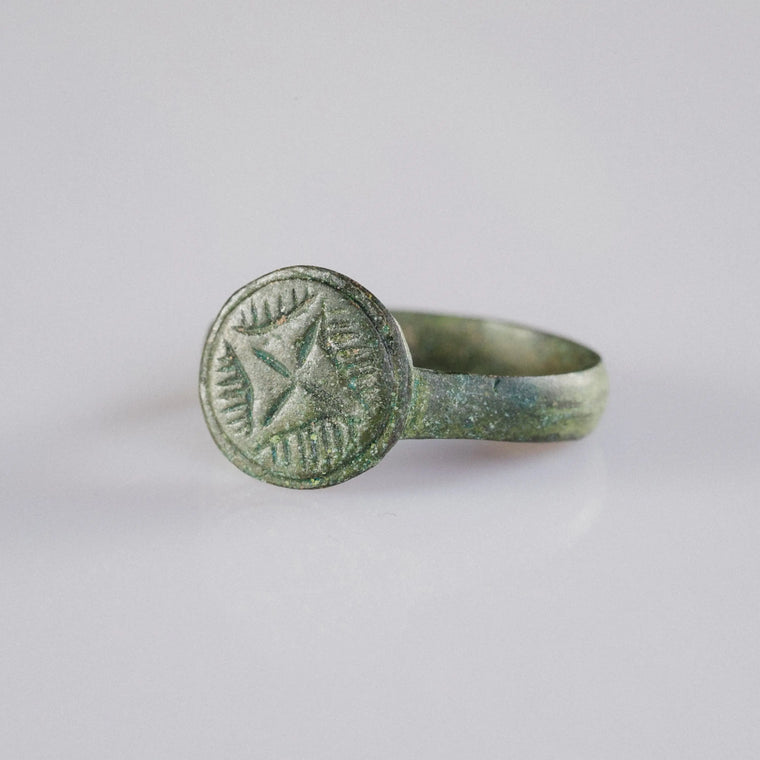 Medieval Bronze Signet Ring 'Aelfric' (10th-15th c. AD) EU 57/US 8