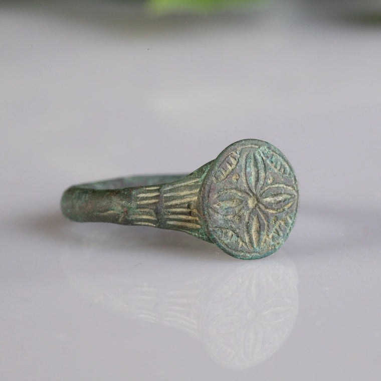 Medieval Bronze Ring 'Laurentius' (12th-14th c. AD) EU 59/US 9
