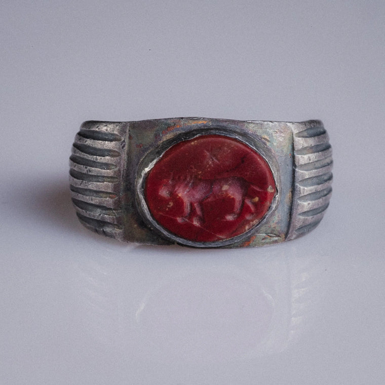 Roman Silver Ring 'Leo Astralis' (5th-6th c. AD) EU 59/US 8.75