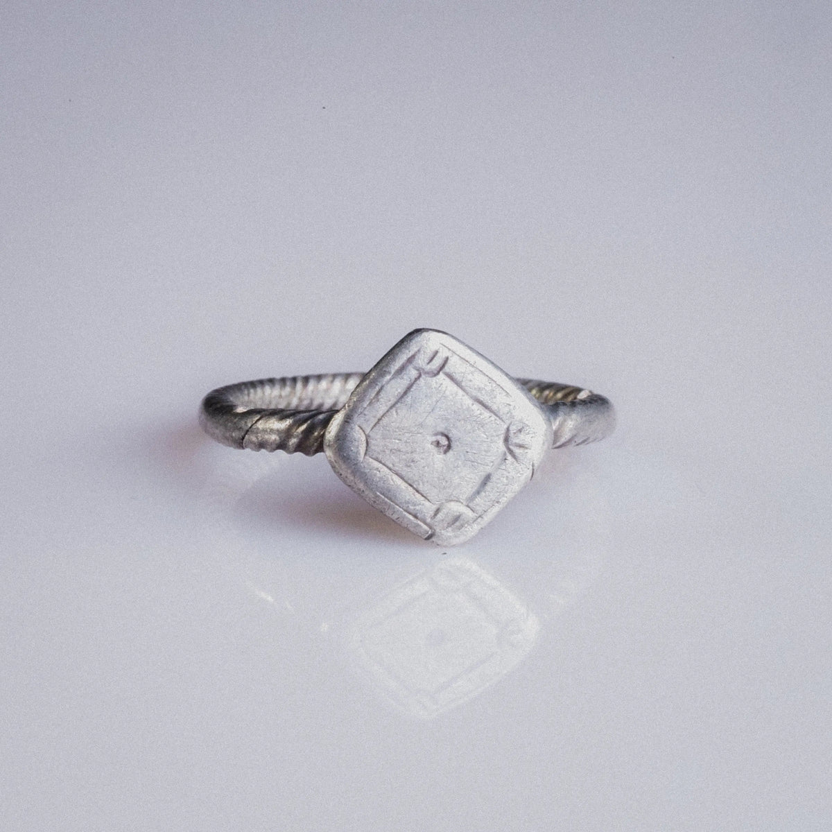 Early Medieval Silver Ring with Square Bezel – “Crescent” (7th–10th c. AD) – EU 58 / US 8.25 Aurora Antiqua