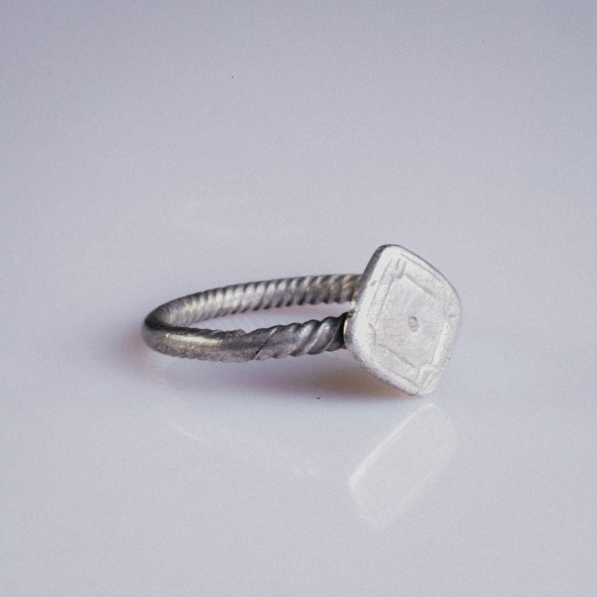 Early Medieval Silver Ring with Square Bezel – “Crescent” (7th–10th c. AD) – EU 58 / US 8.25 Aurora Antiqua