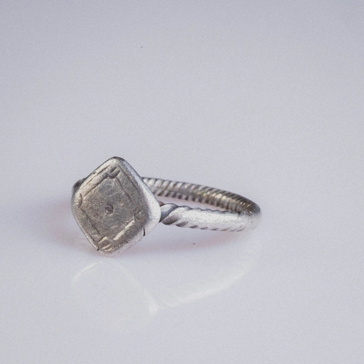 Early Medieval Silver Ring with Square Bezel – “Crescent” (7th–10th c. AD) – EU 58 / US 8.25 Aurora Antiqua