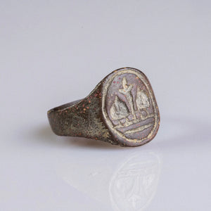 Medieval Bronze Seal Ring – “Laurinus” (14th–15th c. AD) – EU 54 / US 6.75 Aurora Antiqua