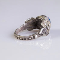 Early Medieval Silver Ring with Blue Glass Inlay – “Nadir” (9th–13th c. AD) – EU 59 / US 8.75 Aurora Antiqua