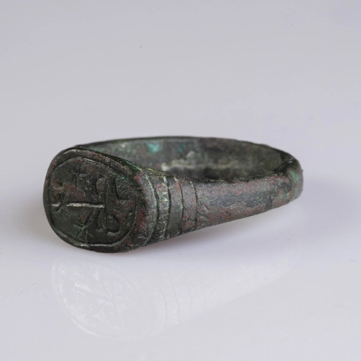 Late Medieval Bronze Signet Ring with Christian Motif – “Osman” (14th–16th c. AD) – EU 76 / US 15.5 Aurora Antiqua