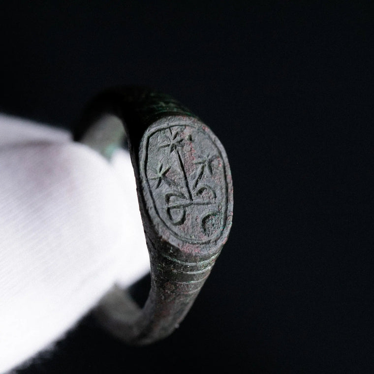 Medieval Bronze Signet Ring 'Osman' (14th-16th c. AD) EU 76/US 15.5