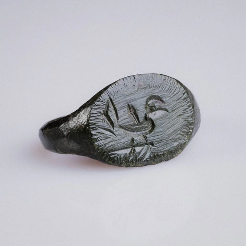Medieval Bronze Signet Ring 'Leofric' (12th-15th c. AD) EU 51/US 5.75
