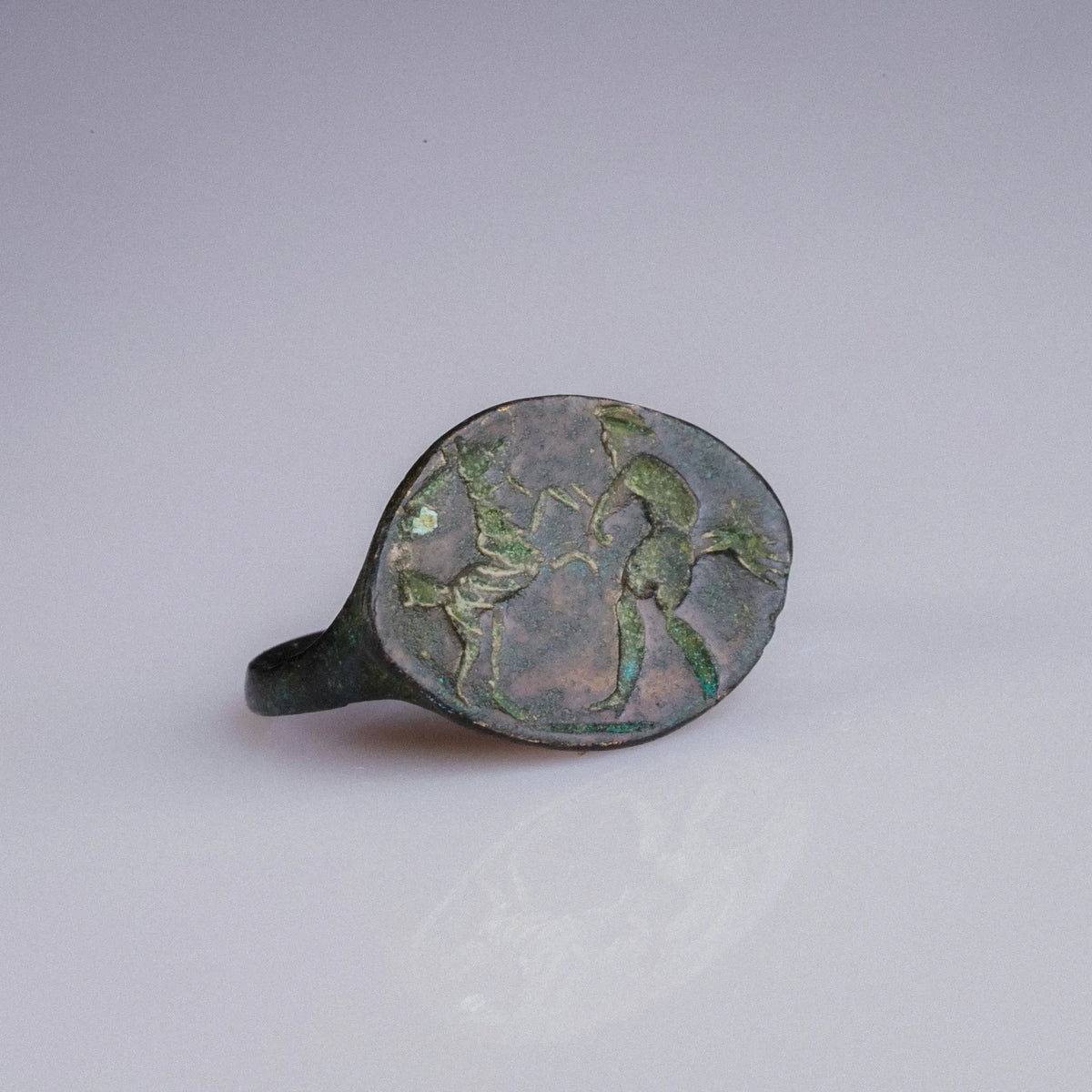 Roman Provincial Bronze Seal Ring with Horse and Figure – “Equus” (1st BCE–2nd CE) – EU 55 / US 7.25 Aurora Antiqua