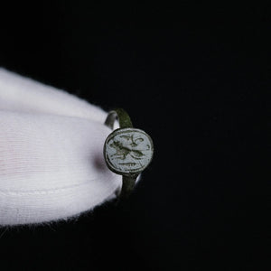 Medieval European Bronze Signet Ring with Bird Motif – “Osbert” (12th–15th c. AD) – EU 52 / US 6.25 Aurora Antiqua