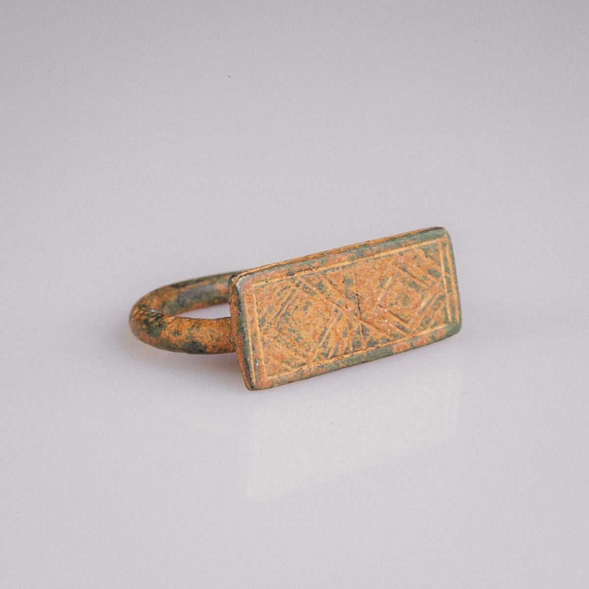 Medieval Bronze Military Seal Ring with Geometric Bezel – 'Fortis' (11th–13th CE)