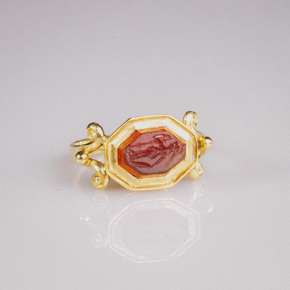 Roman Gold Intaglio Ring 'Minerva' (2nd-3rd CE) EU 61/US 8.75