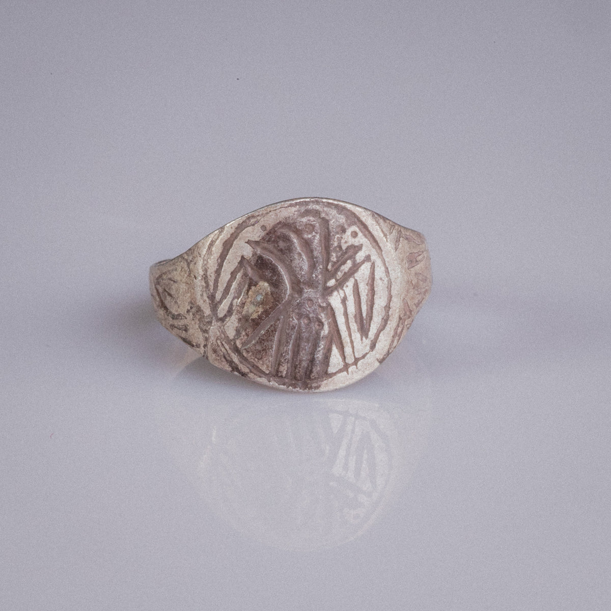 Medieval Silver Signet Ring 'Aquilinus' (11th-14th CE) EU 55/US 7.25