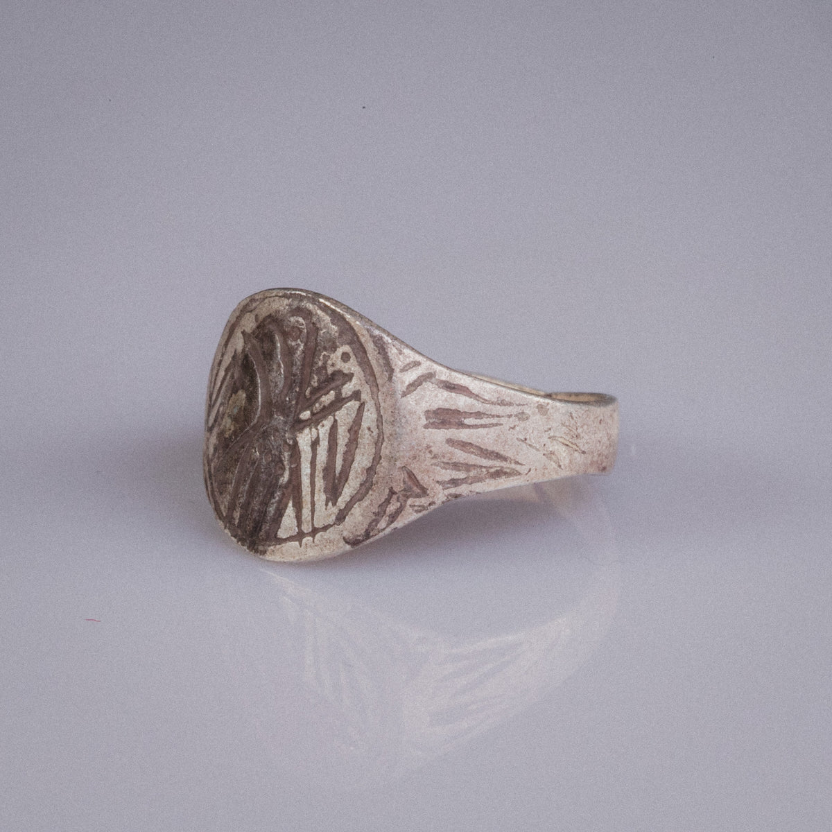 Medieval Silver Signet Ring 'Aquilinus' (11th-14th CE) EU 55/US 7.25