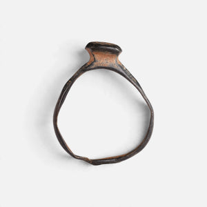 Byzantine bronze ring 'Georgios' shows its raised round bezel edge above the complete hoop in profile.
