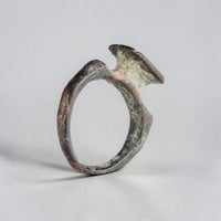 Byzantine bronze ring Kyros viewed from the side revealing raised bezel platform