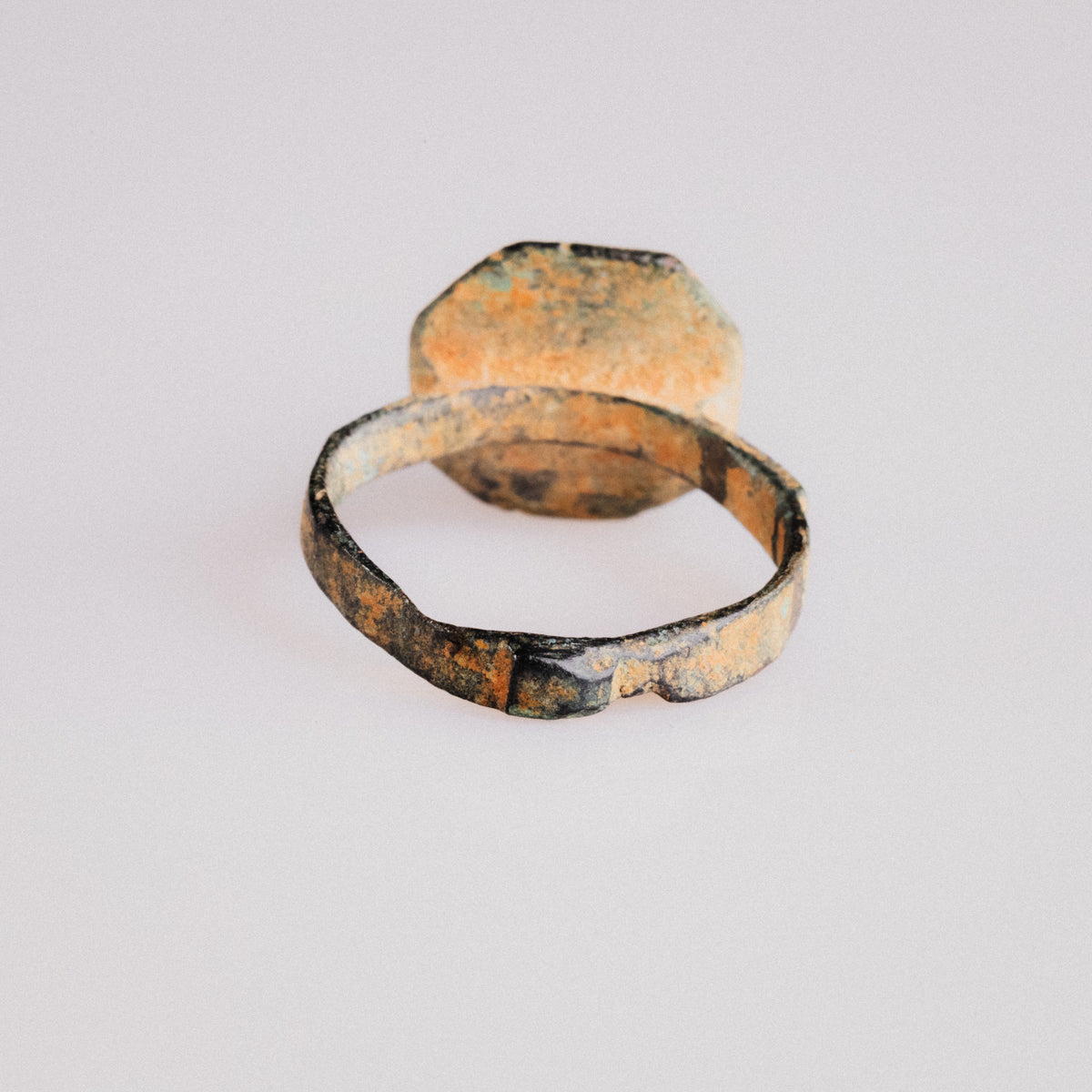Byzantine bronze ring Theoktistos rear view showing old break in the hoop