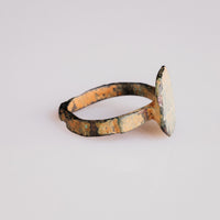 Byzantine bronze ring Theoktistos side profile showing flat band and shoulders