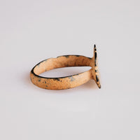 Byzantine bronze ring Theoxena side profile revealing integral cast hoop and patina