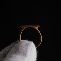 Byzantine bronze ring Theoxena viewed head-on showing flat bezel silhouette