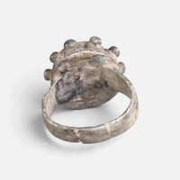Byzantine silver ring 'Thalios' shows the back of its domed bezel and the inside of its hoop.