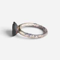 Byzantine ring 'Theodosia' shows its thin bezel edge and narrow hoop from the opposite side.