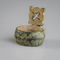 Front view of Byzantine bronze ring Stavros displaying pierced cross within circular frame