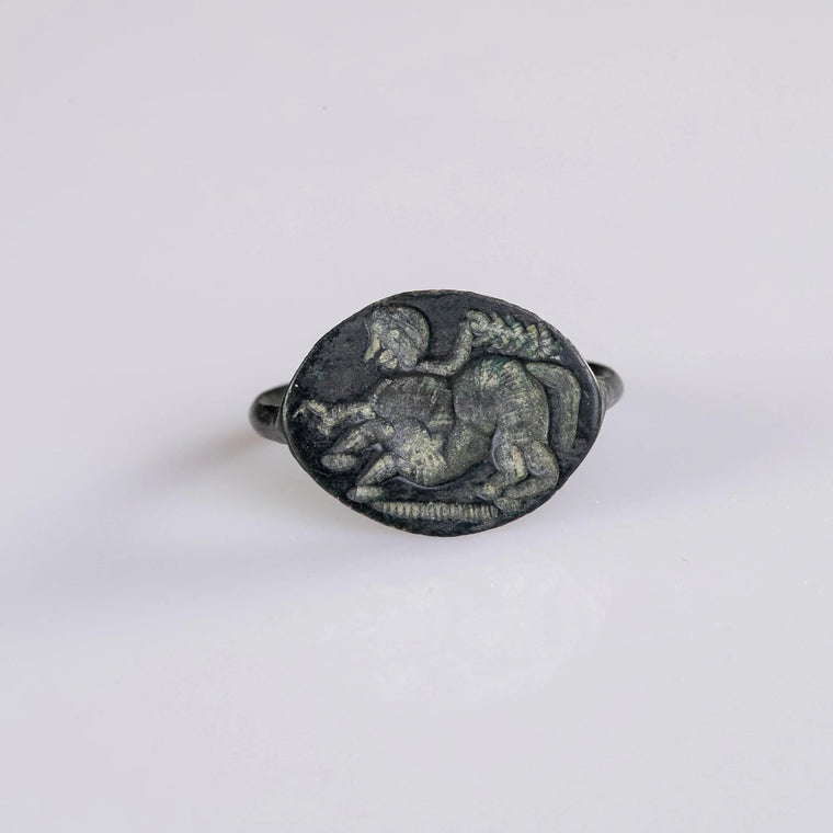 Greek Bronze Ring 'Chimaron' (4th c. BCE) EU 56/US 7.75