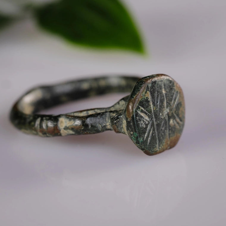 Late Roman Bronze Ring 'Transitus' (4th-8th c. CE) EU 59/US 8.5
