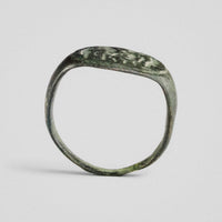 Interior view of Roman bronze ring Equirius showing D-section hoop and bezel underside