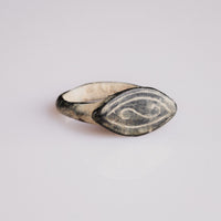 Medieval bronze ring Radulf top view showing double incised border on flat bezel face
