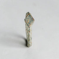 Medieval bronze ring Stellira standing upright, showing diamond bezel with engraved six-rayed star