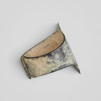 Medieval bronze ring Wistanoc, interior view showing the thin sheet wall and overlapping ends