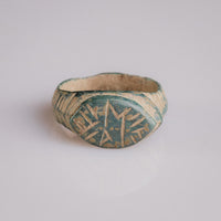 Medieval bronze signet ring Tamgar with engraved tamga device on oval bezel
